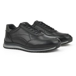 خرید کفش چرم طبیعی مردانه ضیا مشکی | Ziya Genuine Leather Sneaker