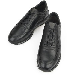 خرید کفش چرم طبیعی مردانه ضیا مشکی | Ziya Genuine Leather Sneaker