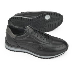 خرید کفش چرم طبیعی مردانه ضیا مشکی | Ziya Genuine Leather Sneaker