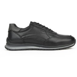 خرید کفش چرم طبیعی مردانه ضیا مشکی | Ziya Genuine Leather Sneaker